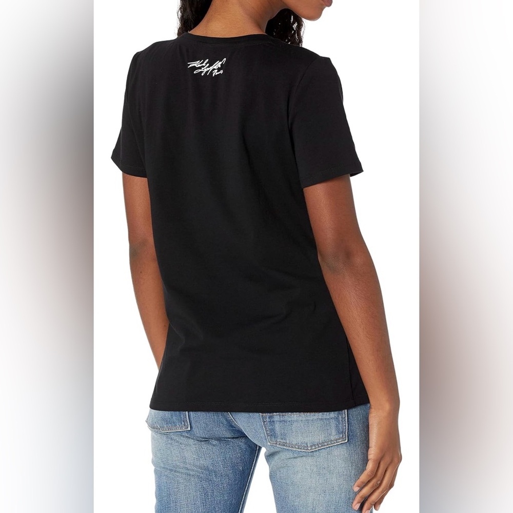 NWOT Karl Lagerfeld Women’s Black Tee w White Paris Icons - Picture 2 of 9